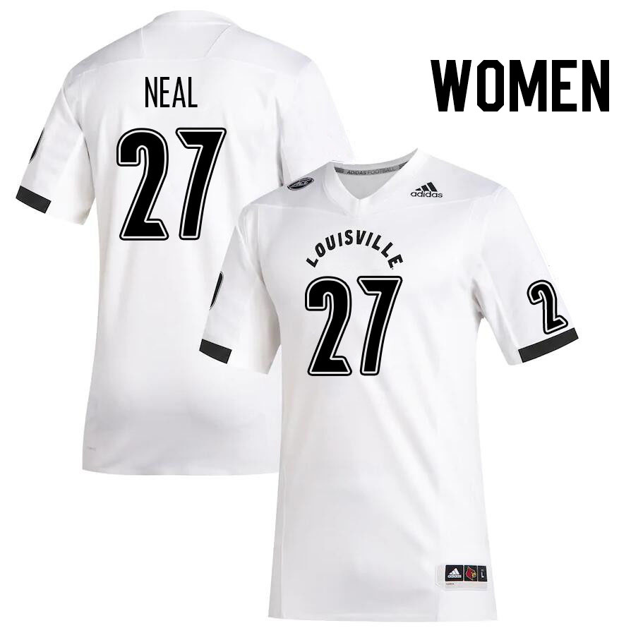 Women #27 Devin Neal Louisville Cardinals College Football Jerseys Stitched Sale-White